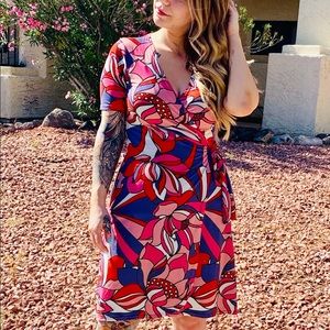 Beautifully soft full wrap dress. Stretch brushed knit. Lily Pulitzer print